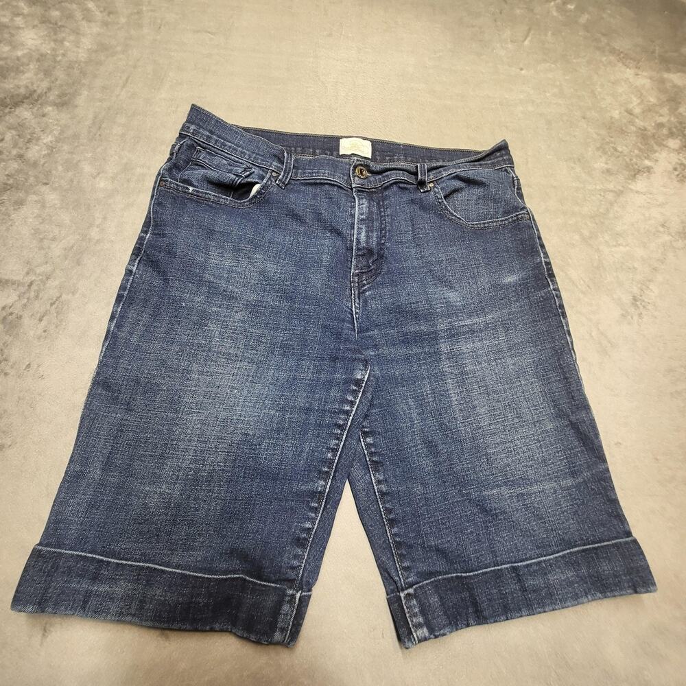 Levis 515 Bermuda Shorts Womens 14 Blue Relaxed Cuffed Casual 5-Pocket Zip Denim